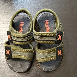 Hurley Kids Olive Green and Orange Velcro Sandals